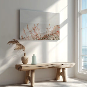 Seaside wildflower painting captured in canvas art with natural coastal style