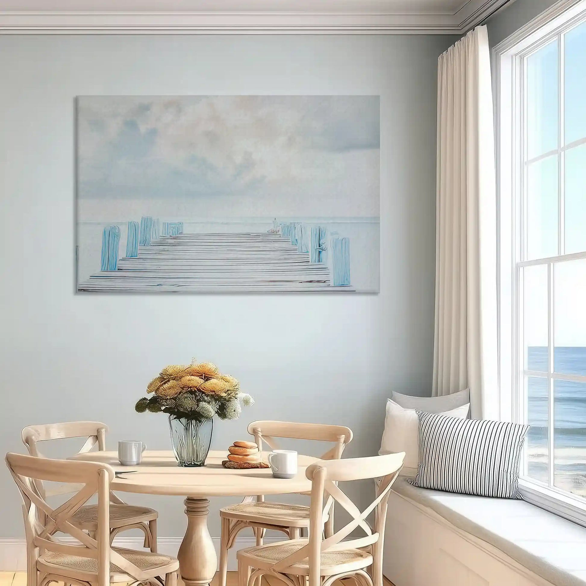 Large pier canvas wall art perfect for living room or bedroom coastal interiors