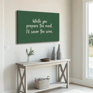 Canvas wall art with lighthearted message in flat digital rendering and clean typography