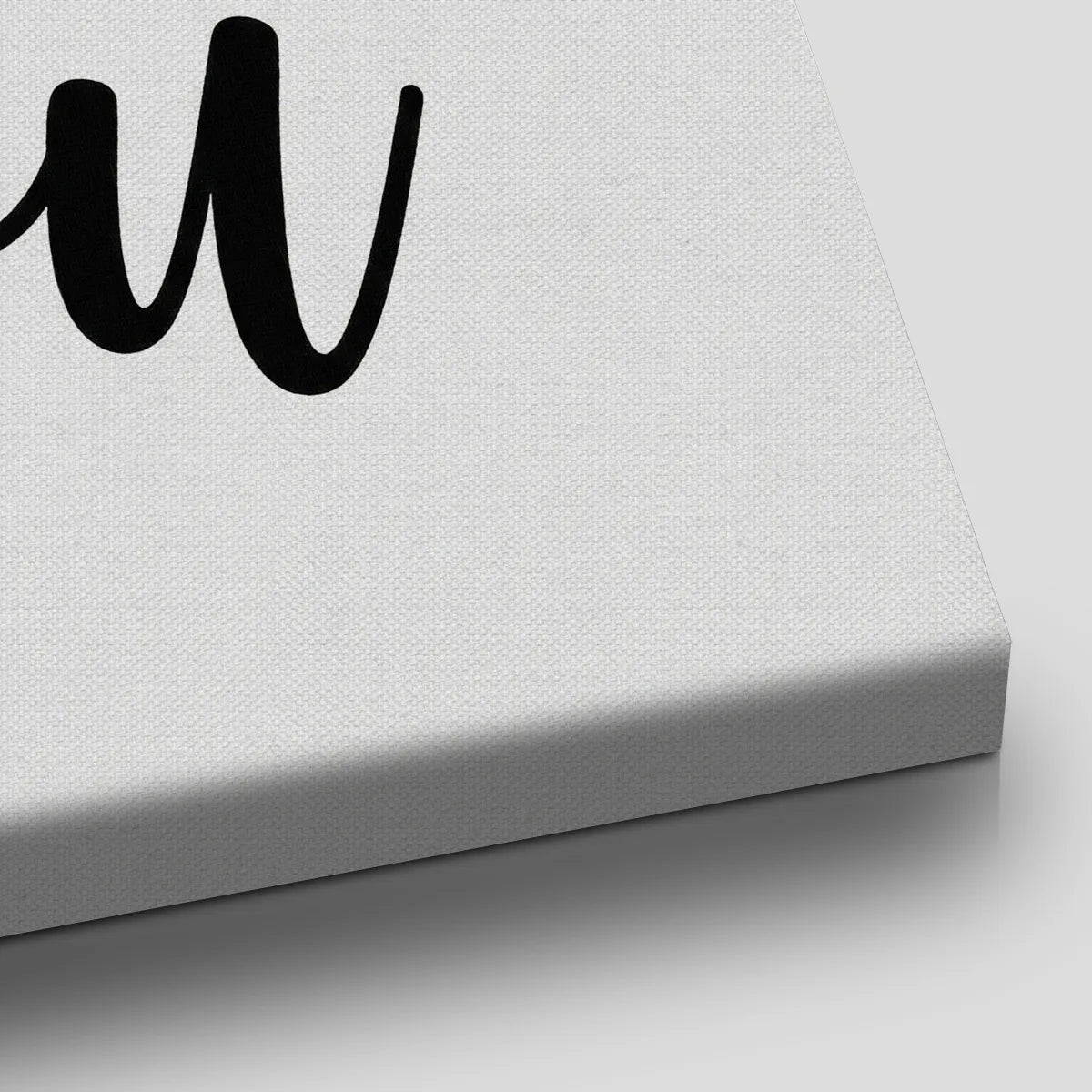 Modern canvas art with a bold black heart and handwritten text, designed in a flat, affectionate style for minimalist interiors