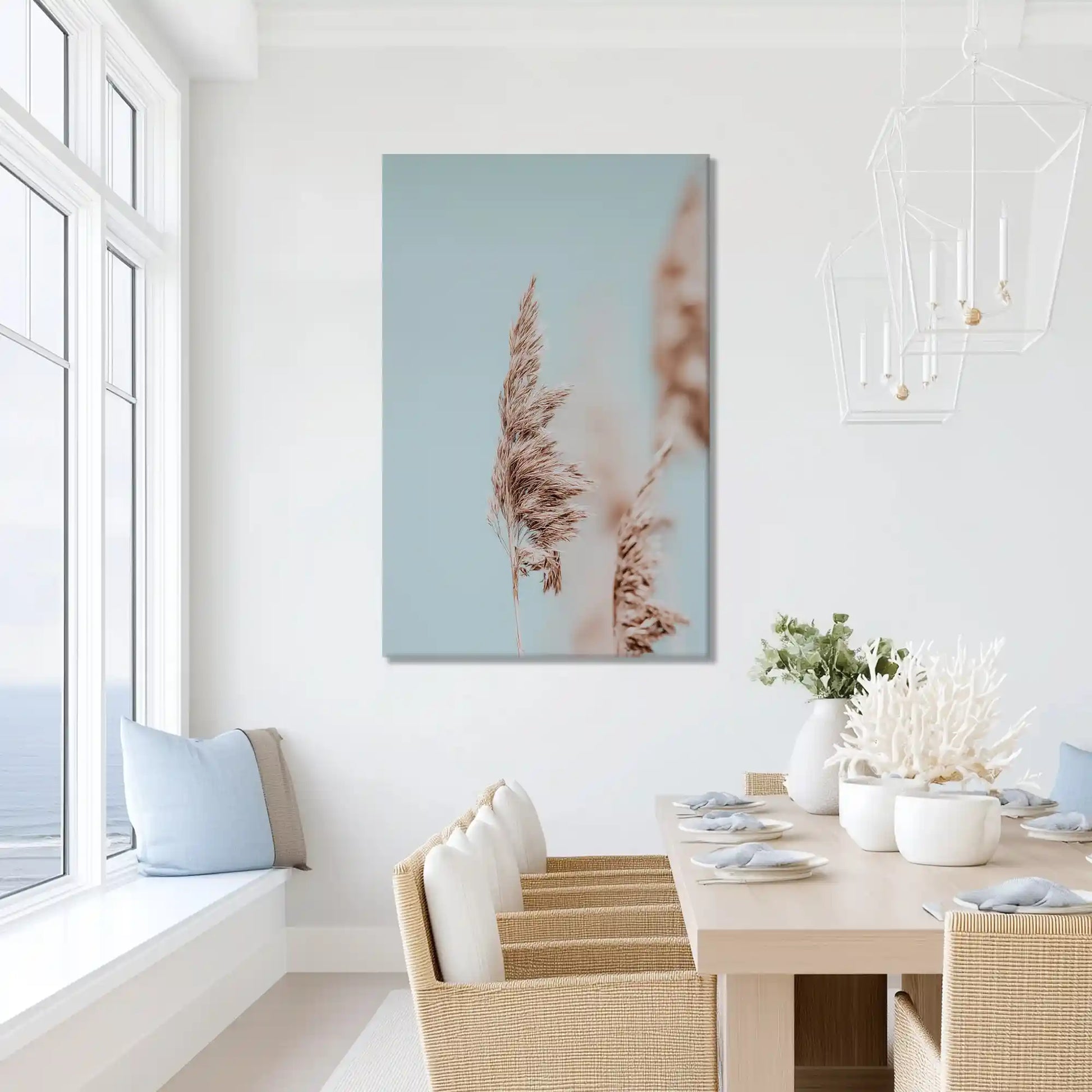 Oversized pampas grass canvas print ideal for bright and cozy interiors