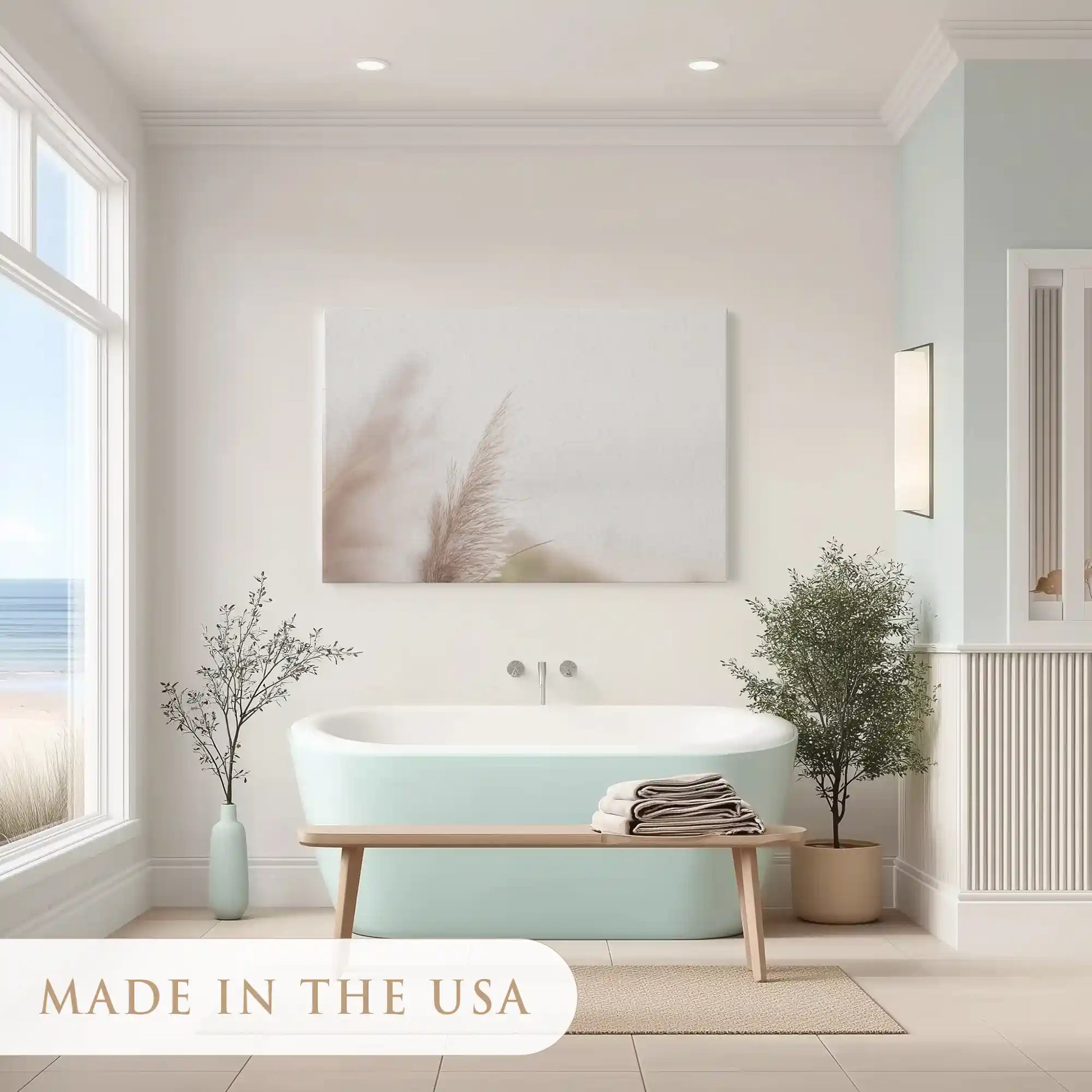 Peaceful dune painting adding natural coastal charm to contemporary interiors