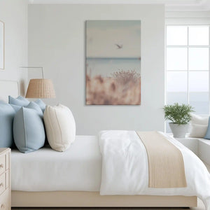Tranquil coastal meadow canvas art complementing neutral modern spaces