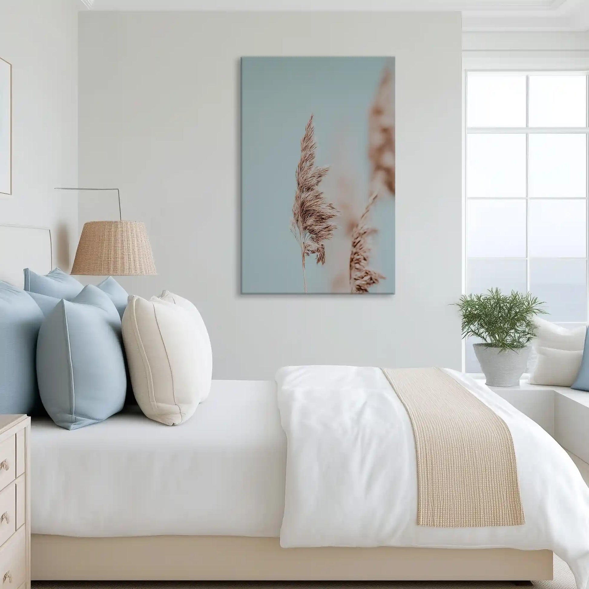 Tranquil botanical canvas art complementing Scandinavian interior design