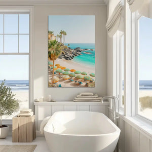 Serene palm coast canvas art enhancing nautical inspired wall decor