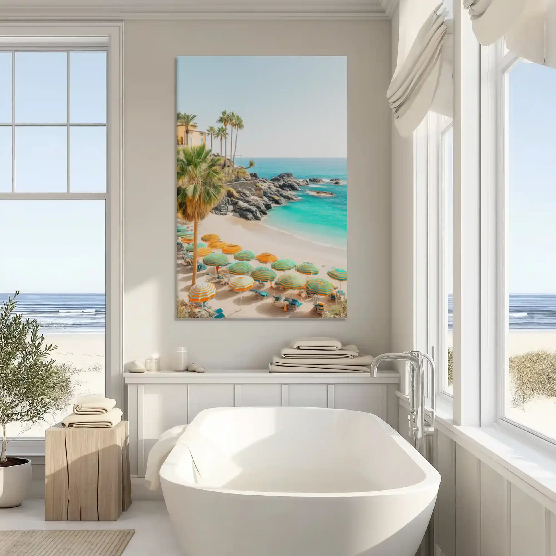 Serene palm coast canvas art enhancing nautical inspired wall decor