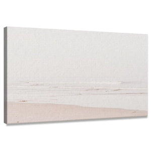 Minimalist shoreline canvas wall art with soft pastel tones for living room décor