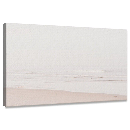 Minimalist shoreline canvas wall art with soft pastel tones for living room décor