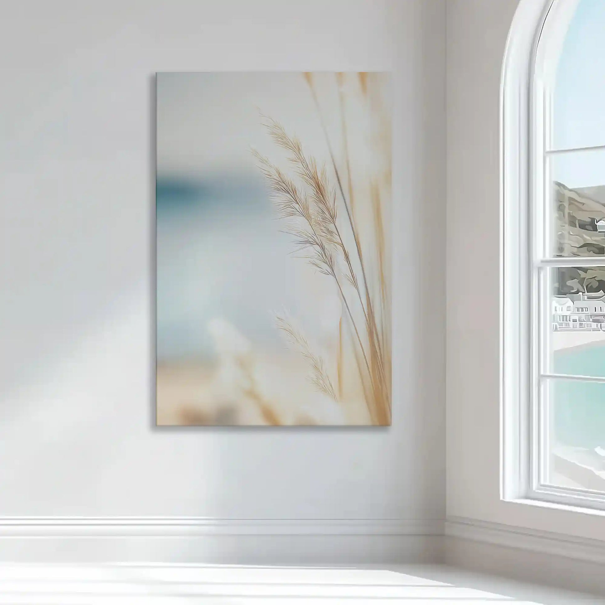 Golden dune reeds wall art bringing serene seaside calm