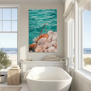 Bold ocean canvas art enhancing modern wall decor with fresh coastal charm