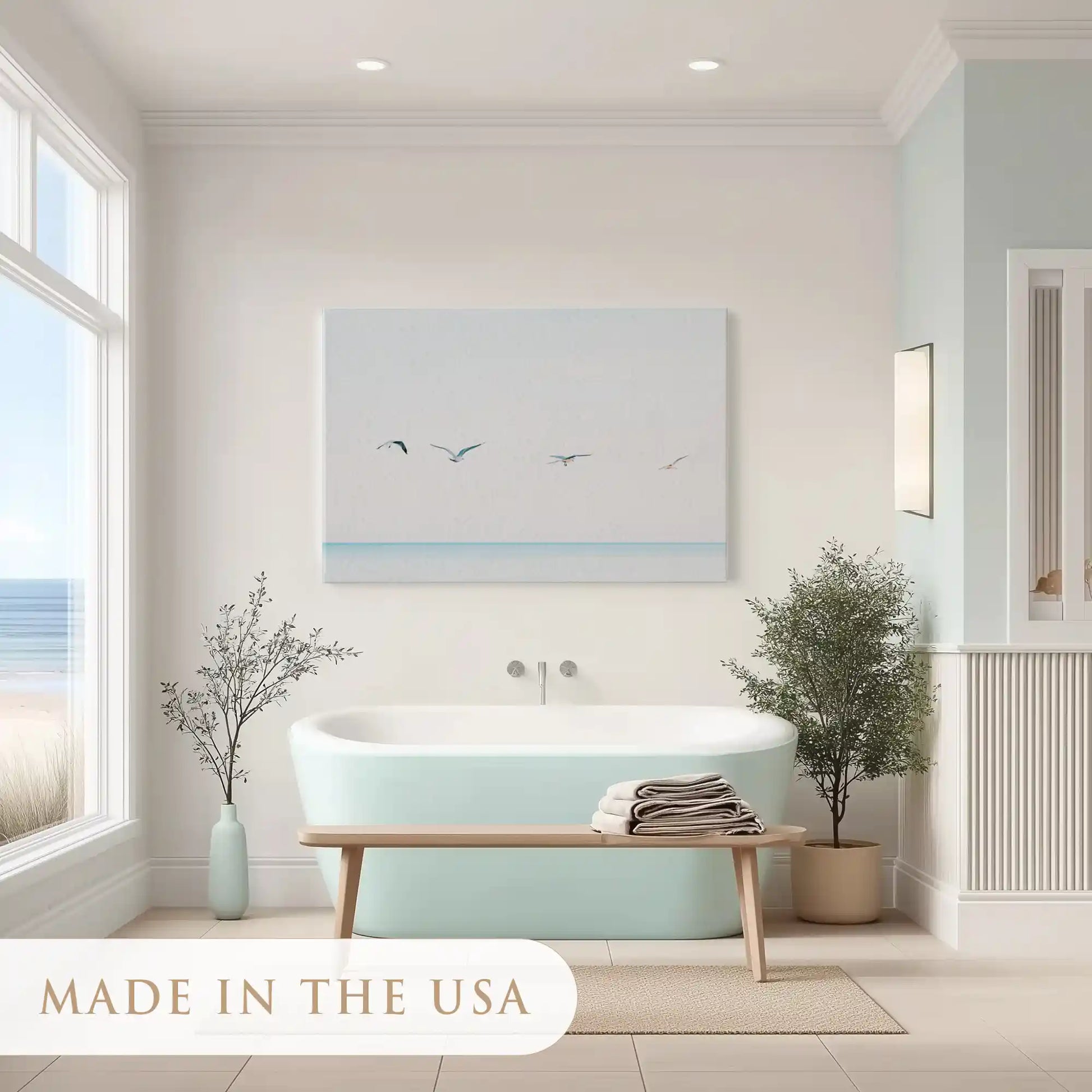 Oversized seascape canvas print ideal for above sofa placement in living room