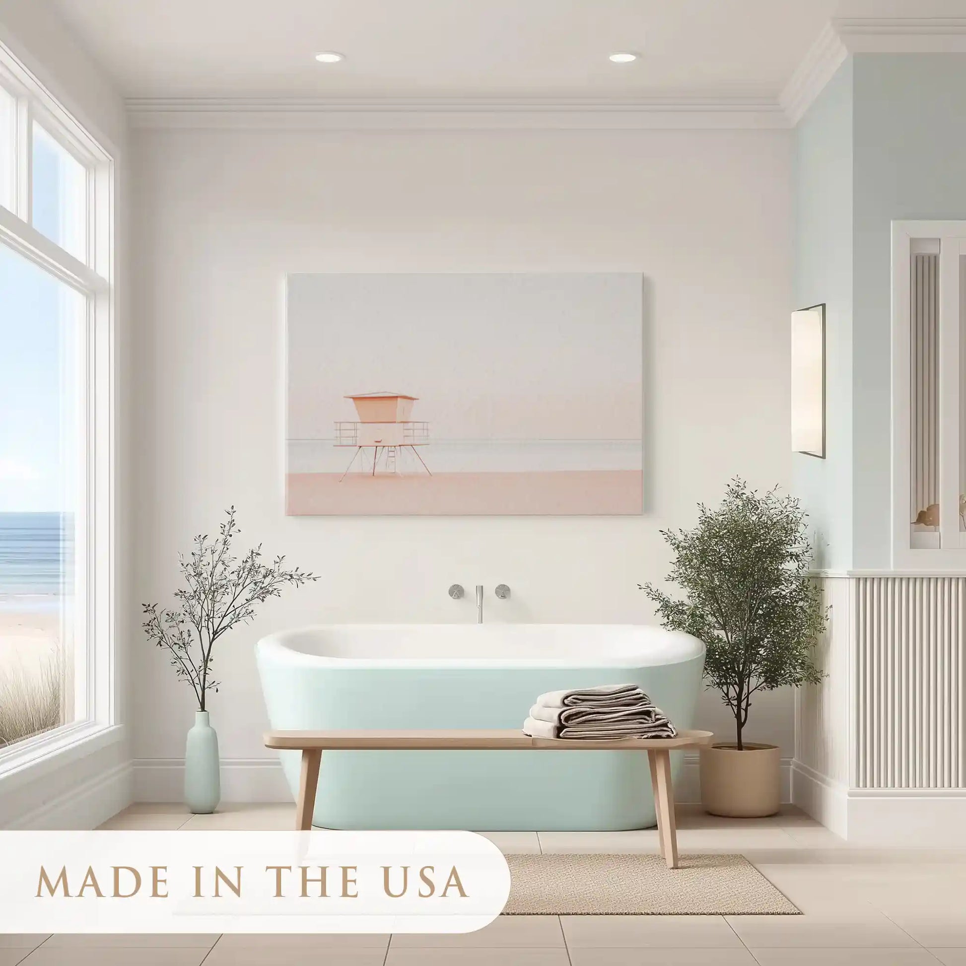 Peaceful shoreline painting adding coastal charm to contemporary interiors
