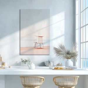 Soft pink and beige lifeguard canvas print adding coastal calm to contemporary wall decor