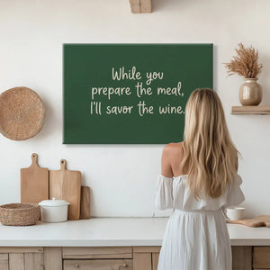 Canvas wall art with two-tone color palette and simple handwritten-style lettering