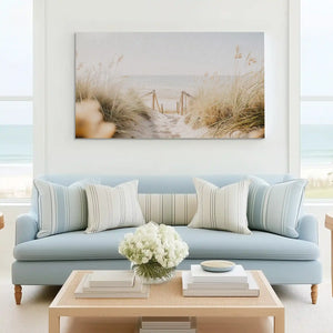 Tranquil sandy walkway canvas wall art complementing Scandinavian-inspired décor