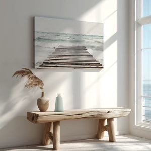Wooden pier stretching to the sea captured in canvas print with modern style