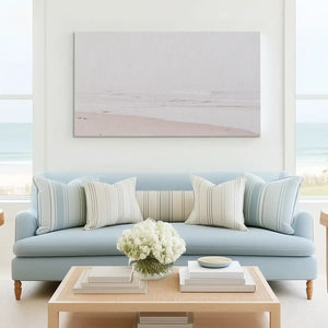 Tranquil ocean horizon canvas wall art complementing Scandinavian-inspired décor