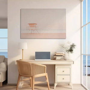 Oversized lifeguard tower canvas print styled as minimalist wall decor for homes