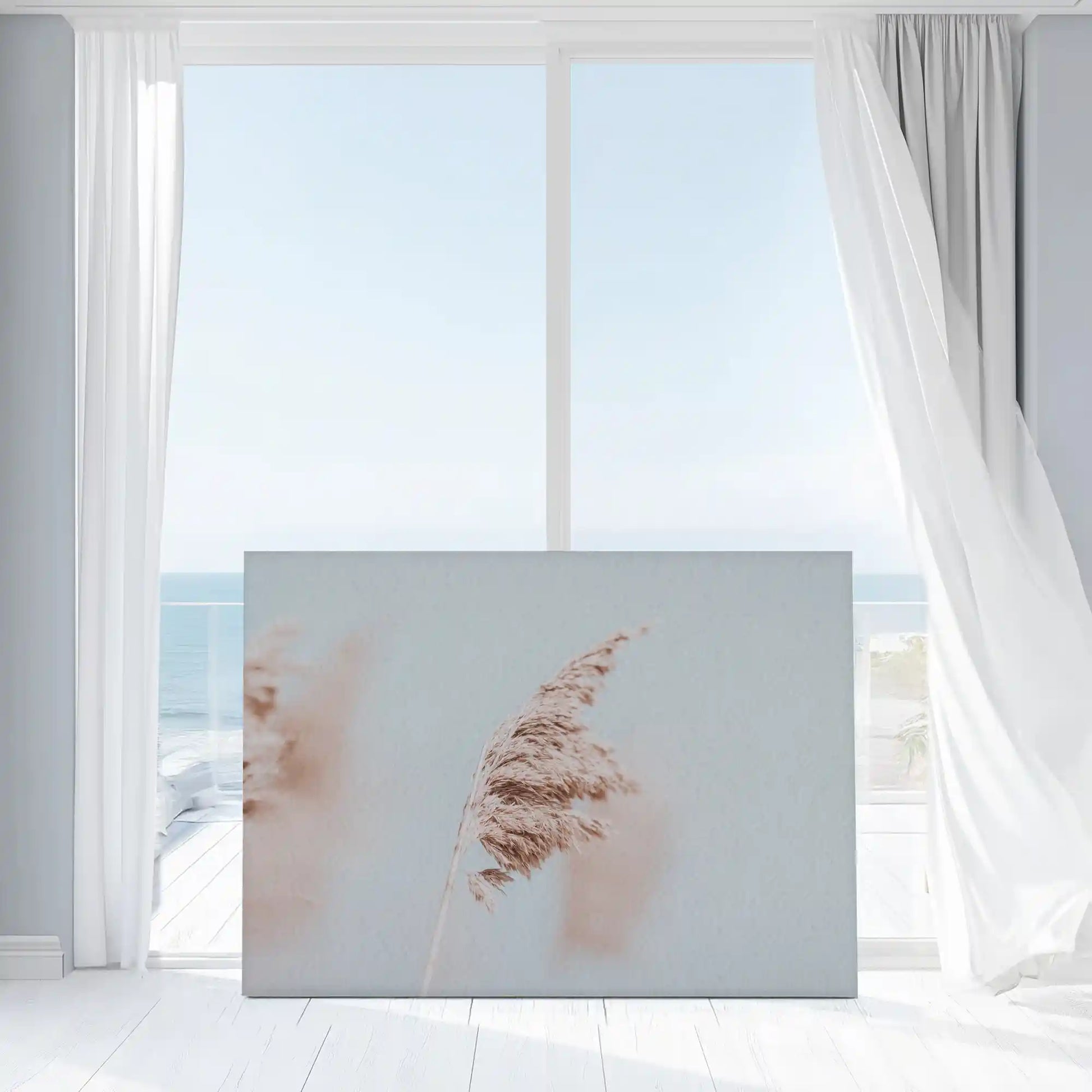 Soft pastel beige wall art bringing calm and airy natural mood