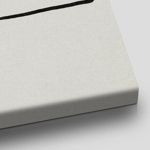 Playful canvas wall art featuring hand-drawn cubes and quirky text in a lighthearted monochrome design