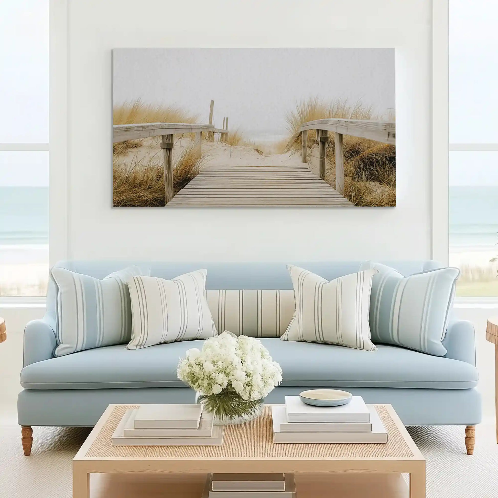 Tranquil dune path painting complementing minimalist beach house wall decor