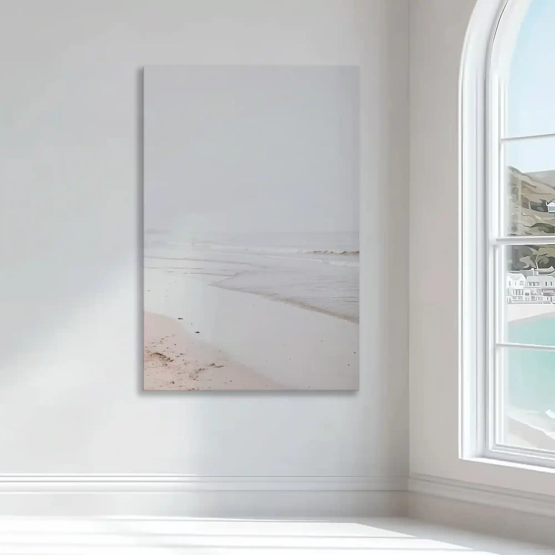 Light neutral seascape wall decor bringing calm serenity and airy coastal vibes to interiors