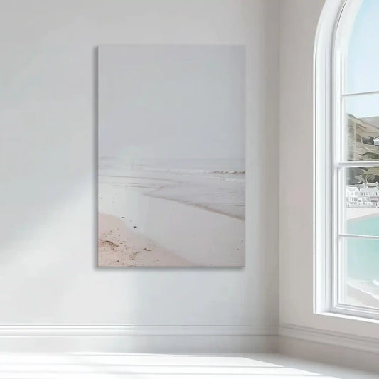 Light neutral seascape wall decor bringing calm serenity and airy coastal vibes to interiors