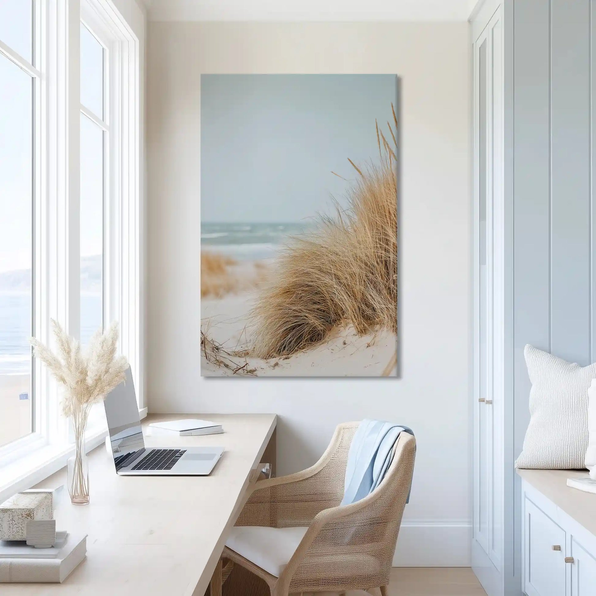 Muted coastal dune canvas print adding light to contemporary decor