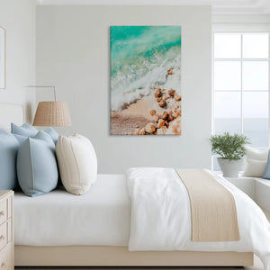 Large vertical pastel sunrise painting perfect for enhancing contemporary living room walls
