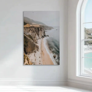 Seaside cliffs and shoreline captured in a canvas print with natural style