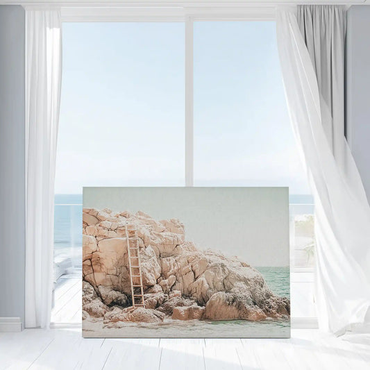 Warm coastal cliff wall decor bringing natural seaside charm to interiors