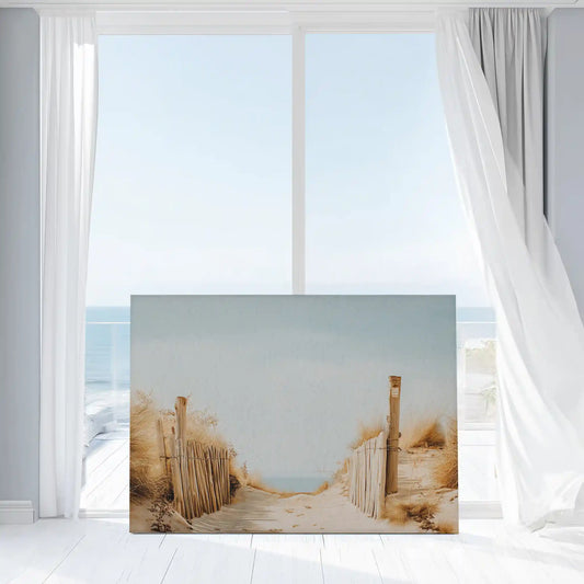 Beach walkway wall decor bringing calm seaside mood to modern interiors