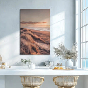 Golden hour dune view wall decor enhancing dining room elegance