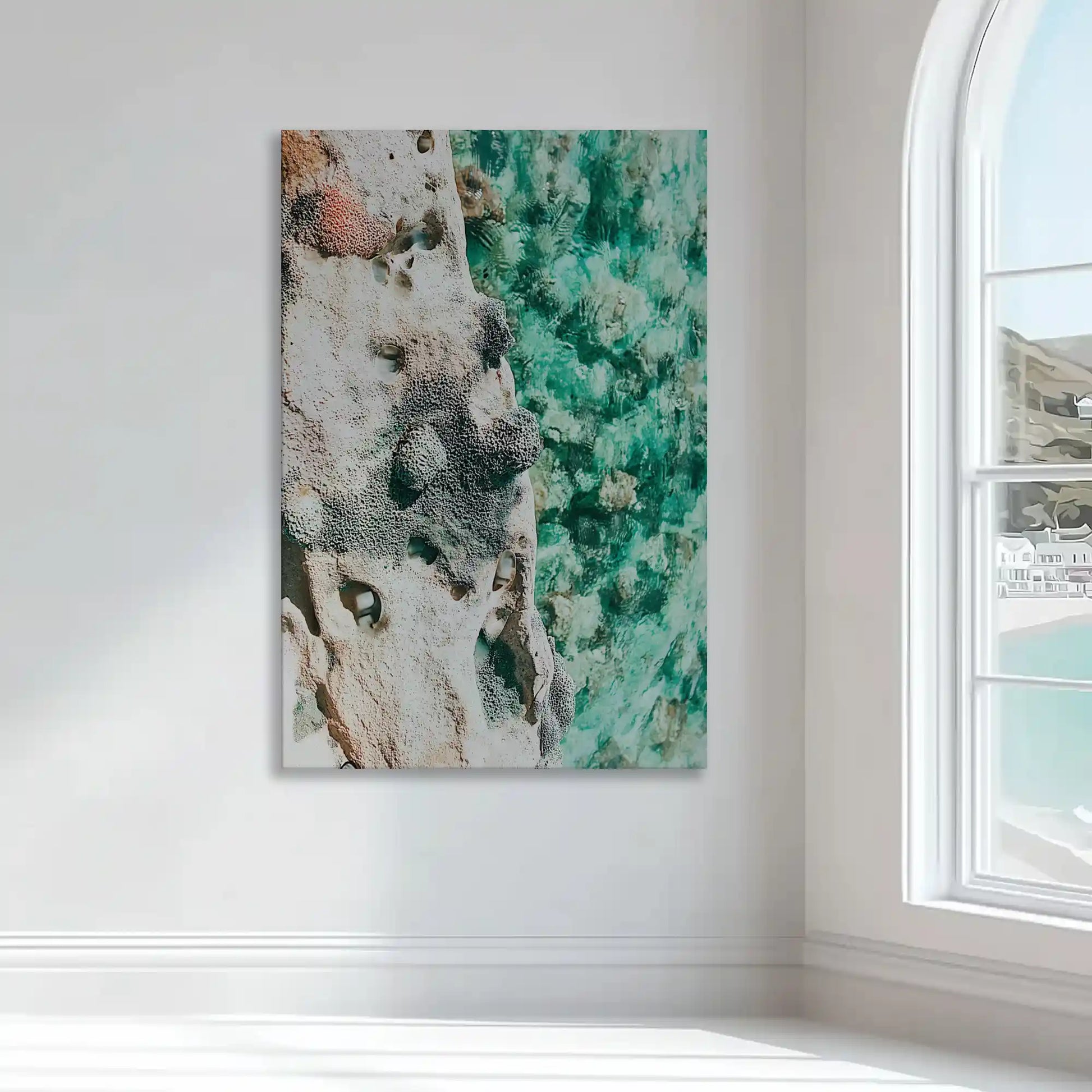 Green and beige seascape wall decor bringing natural energy and modern elegance to interiors