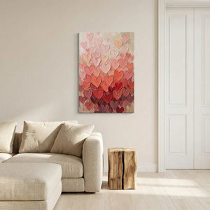 Fine art canvas depicting a joyful heart motif with painterly textures and a warm, affectionate color palette.
