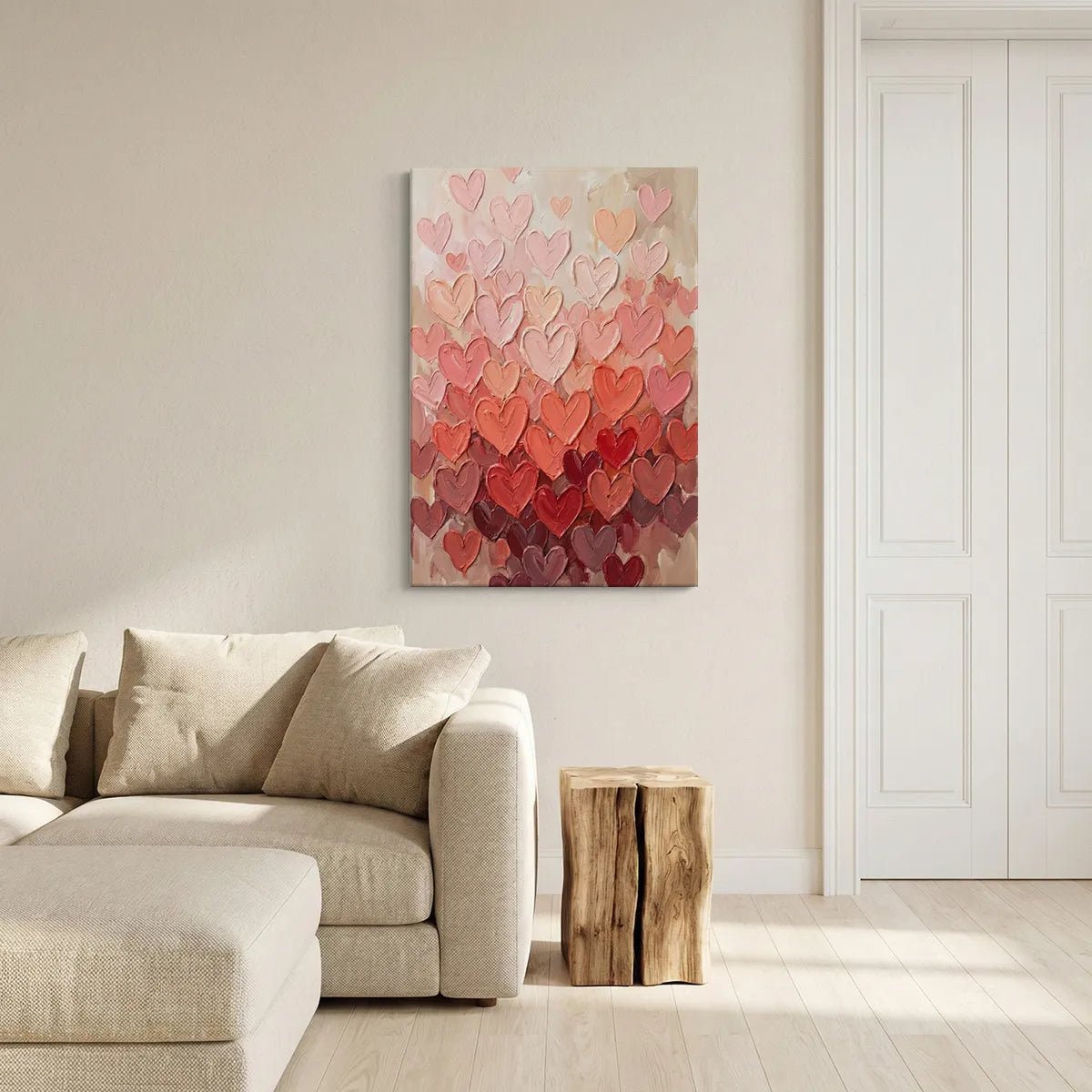 Fine art canvas depicting a joyful heart motif with painterly textures and a warm, affectionate color palette.