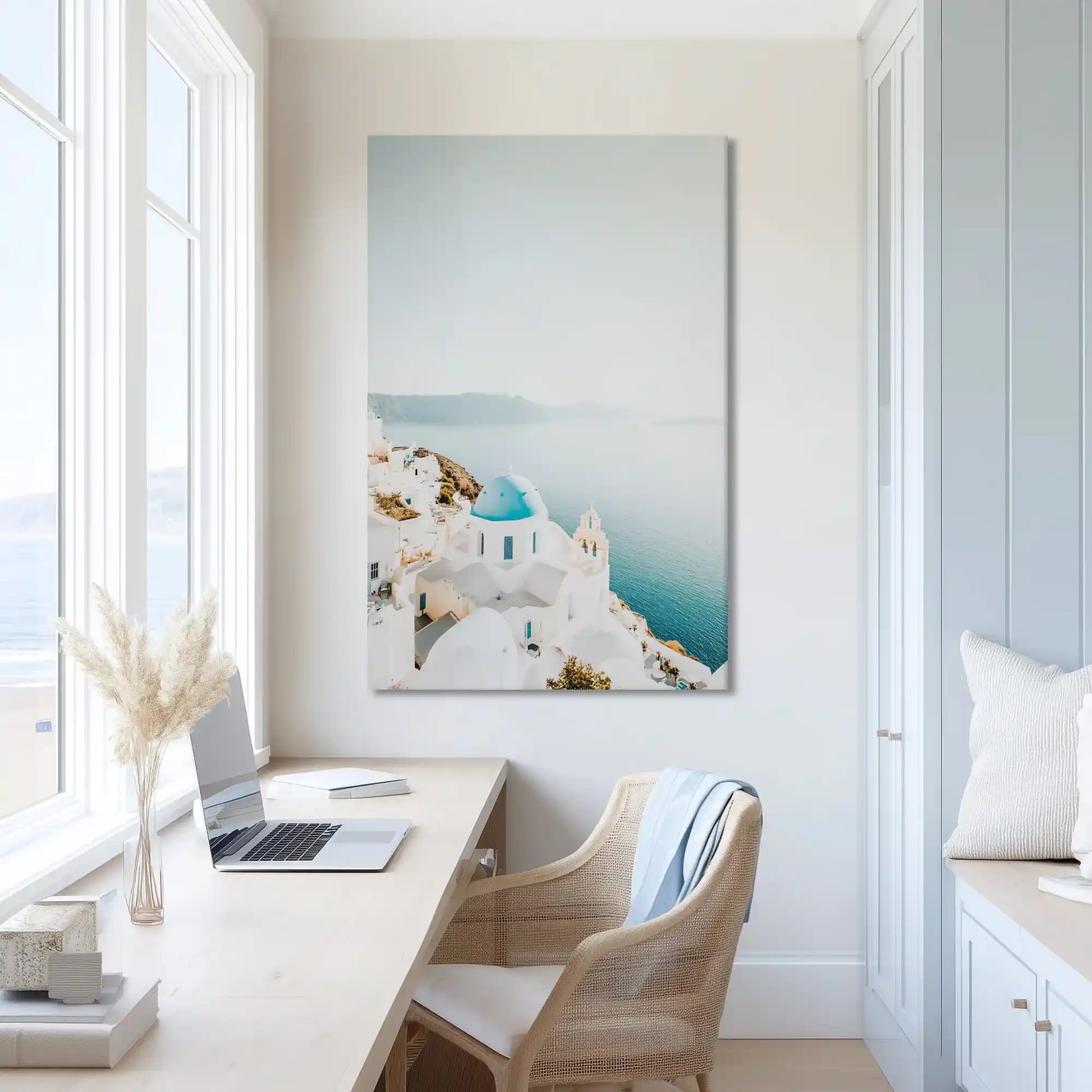 Extra large coastal town canvas print ideal for living room feature wall