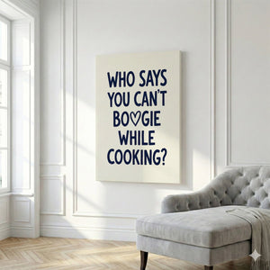 Typography-focused canvas wall decor with centered navy text and heart icon, designed in a clean, vertical format.