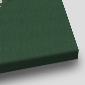 Horizontal canvas wall art displaying playful quote in smooth, uniform script against a solid backdrop