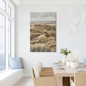 Oversized seagrass dunes canvas wall art for dining room elegance