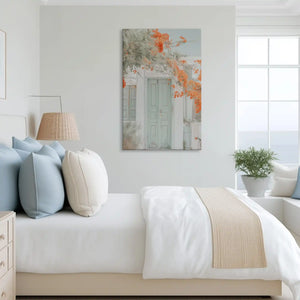 Tranquil floral doorway canvas art complementing neutral interiors