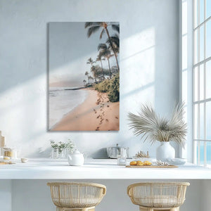 Soft neutral beach canvas print adding peaceful vibes to contemporary wall decor