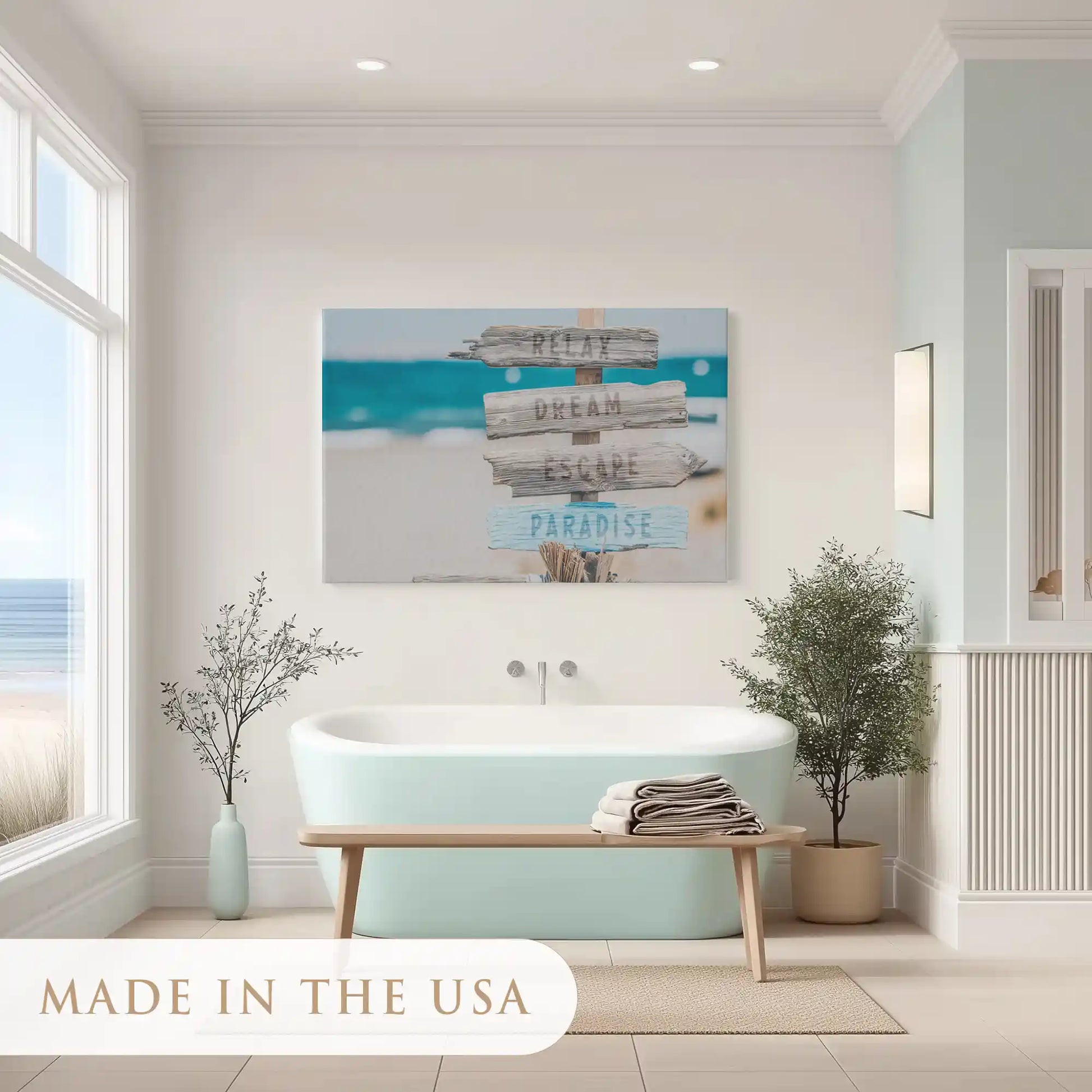 Peaceful beach paradise painting adding coastal charm to contemporary interiors