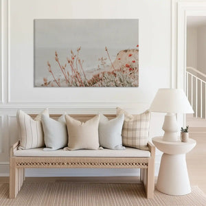 Large dune flowers canvas print perfect for above sofa placement in bright spaces
