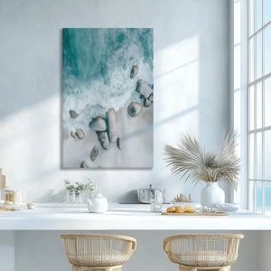 Vivid seafoam canvas print adding vibrant coastal charm to modern wall decor