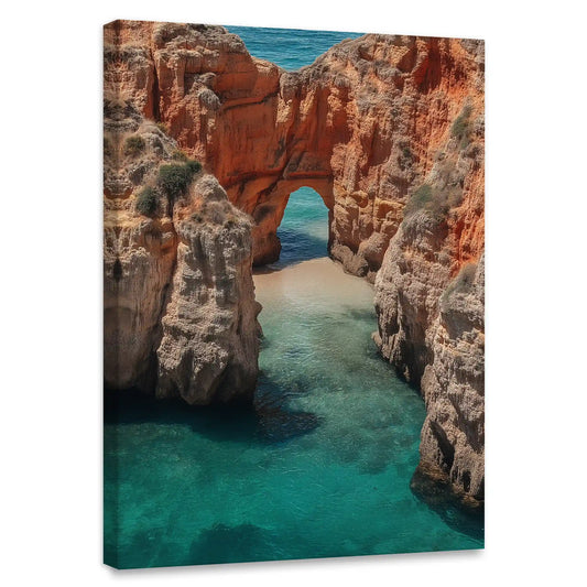 Mediterranean sea cliffs canvas wall art for bedroom in coastal tones