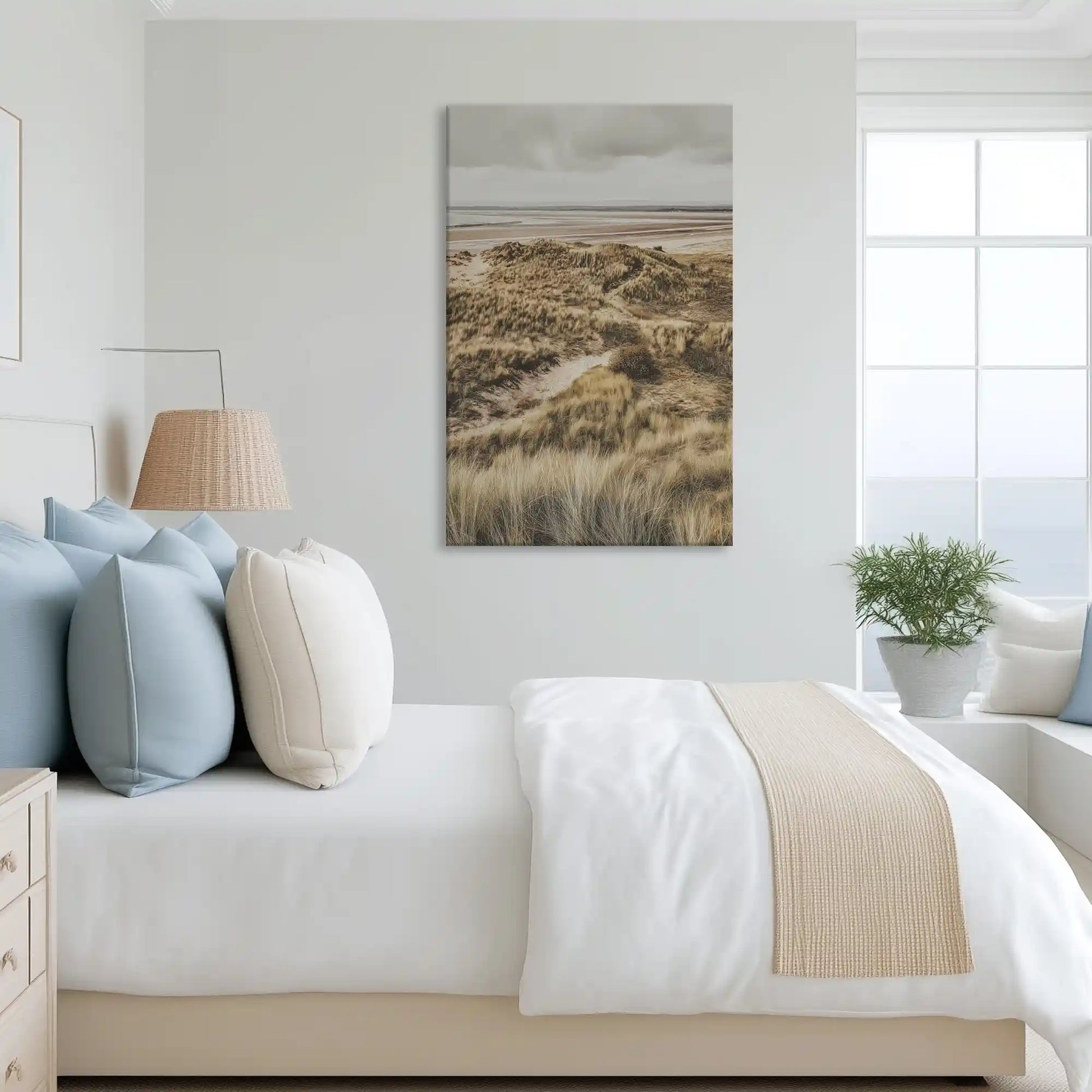 Tranquil dune grass canvas art complementing modern neutral interiors