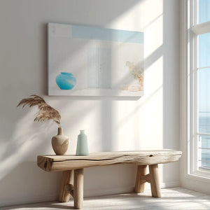 Minimalist Greek island painting captured in canvas art with soft pastel style