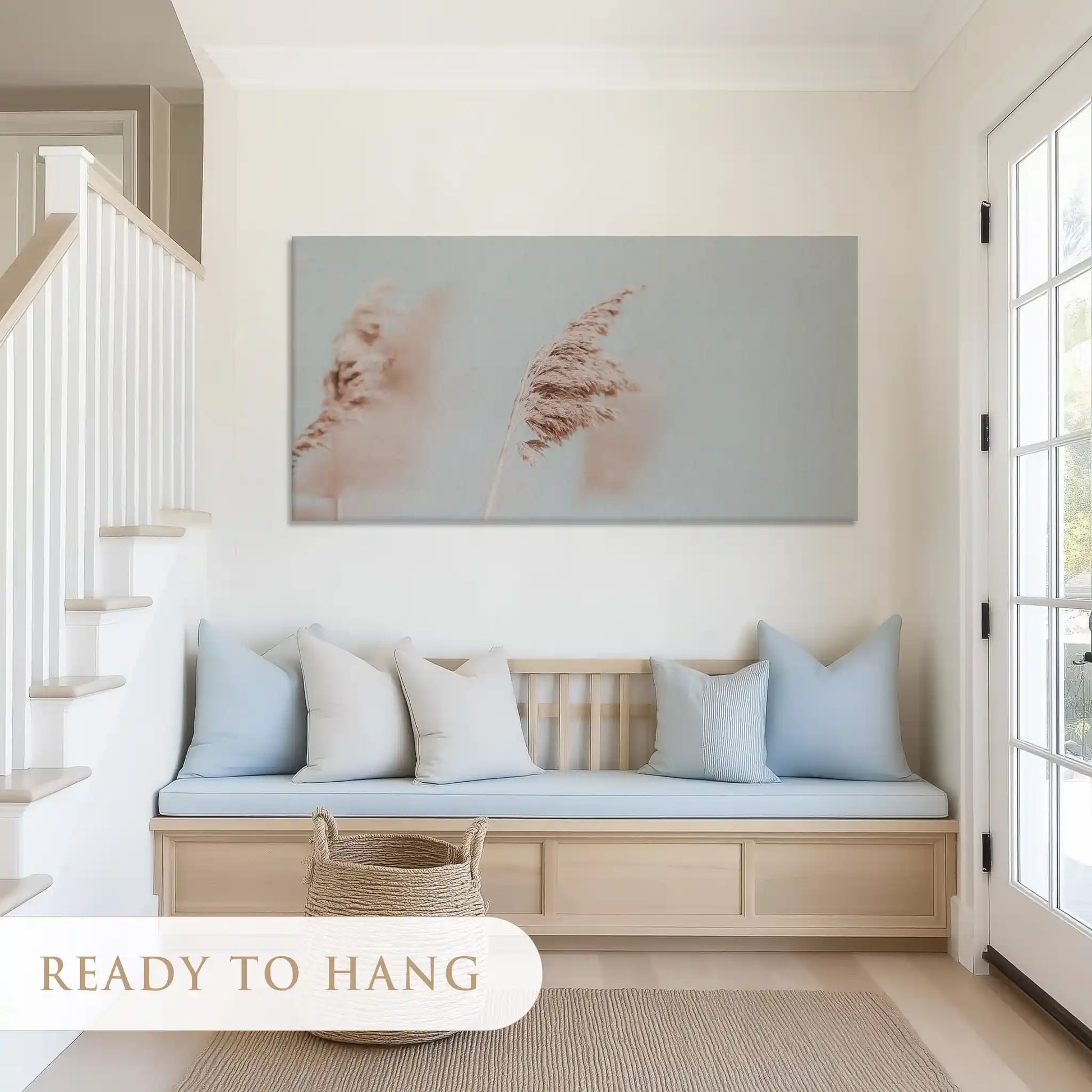Textured beige grass canvas art complementing light modern interiors