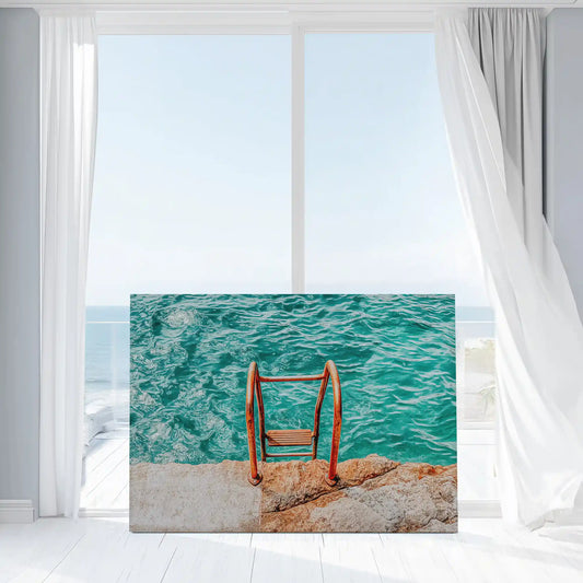 Vibrant aqua water wall decor bringing fresh and energetic seaside mood